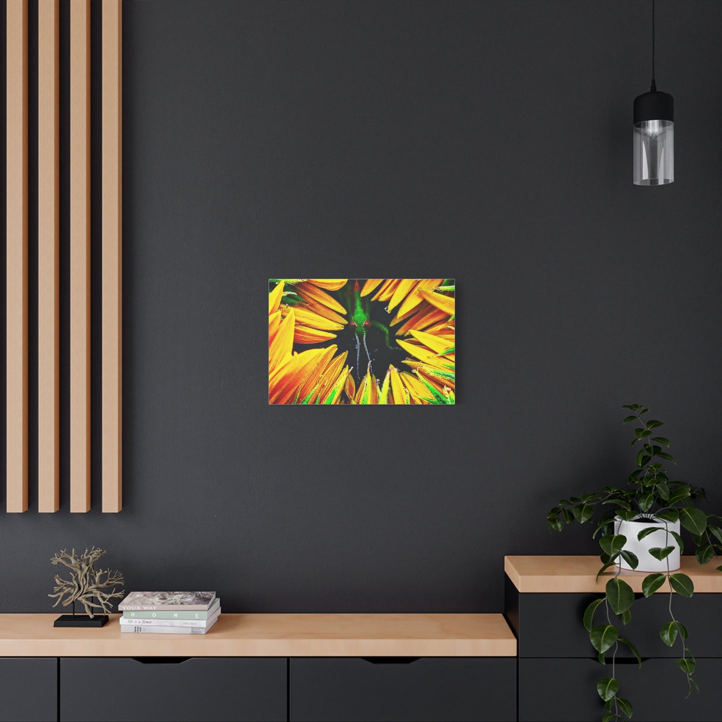 Sunflower Farm Grasshopper Canvas | Cambrian Captures