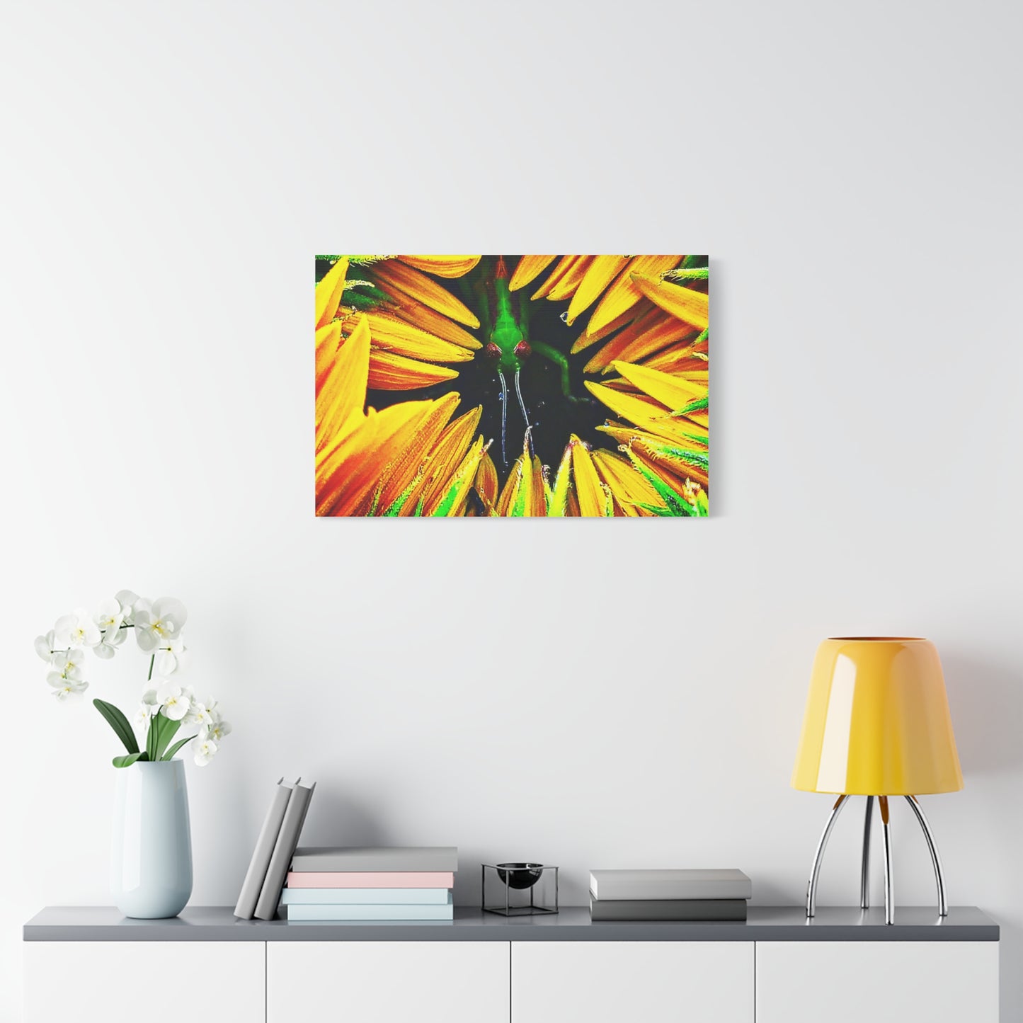 Sunflower Farm Grasshopper Canvas | Cambrian Captures