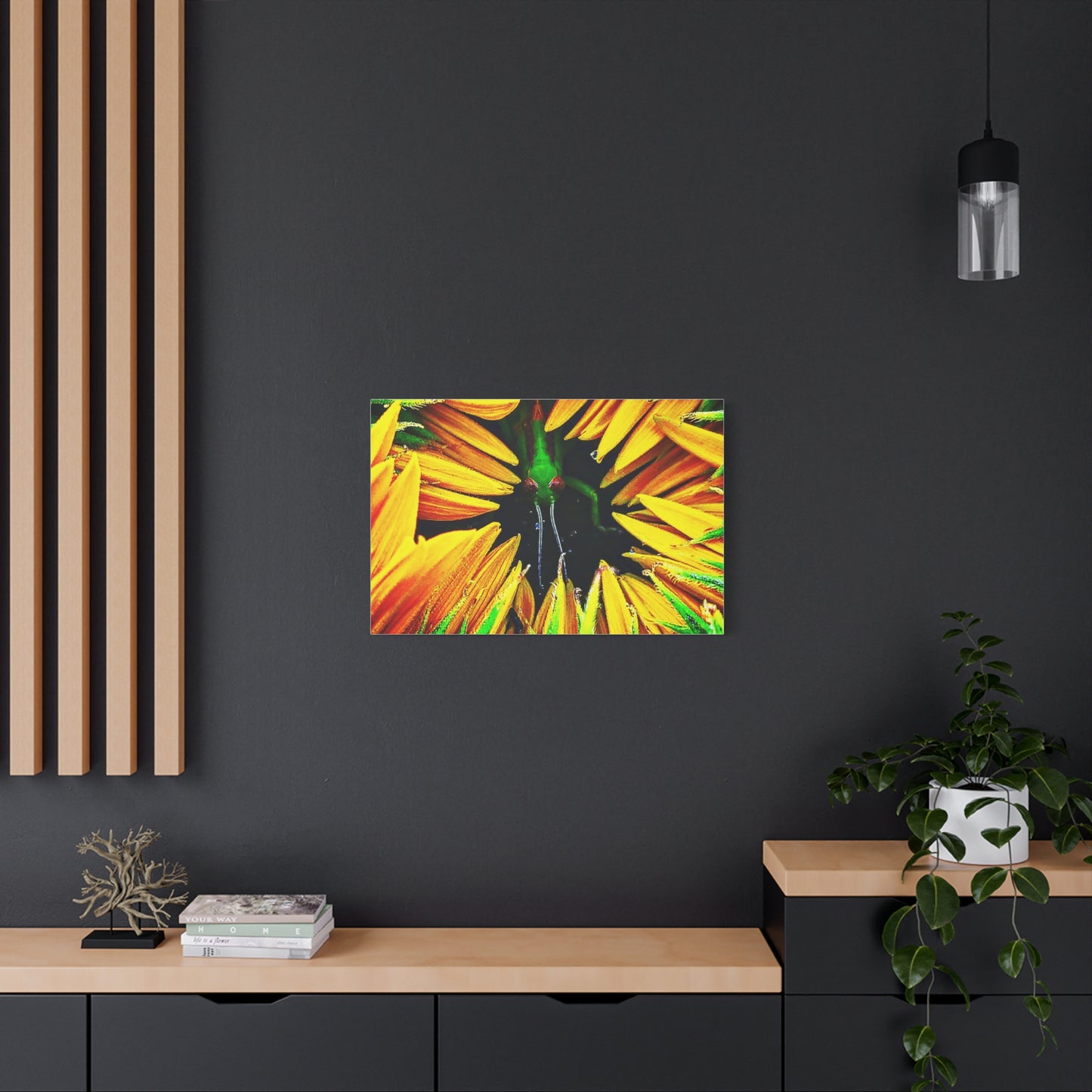 Sunflower Farm Grasshopper Canvas | Cambrian Captures